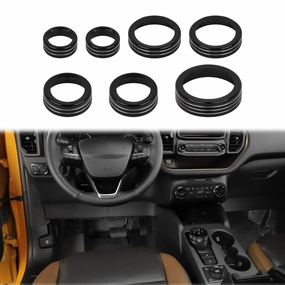 JWWY Air Conditioner Headlight Switch Knob 4WD Wheel Drive Trailer Gear Shift Switch Knob Cover for 2021-2025  Ford Bronco Sport Accessories Aluminum Alloy 7PCS Black（Don't fit Bronco）
