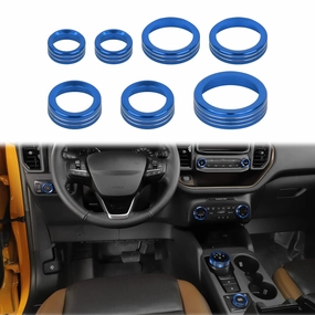 JWWY Air Conditioner Headlight Switch Knob 4WD Wheel Drive Trailer Gear Shift Switch Knob Cover for 2021-2025  Ford Bronco Sport Accessories Aluminum Alloy 7PCS Blue（Don't fit Bronco）