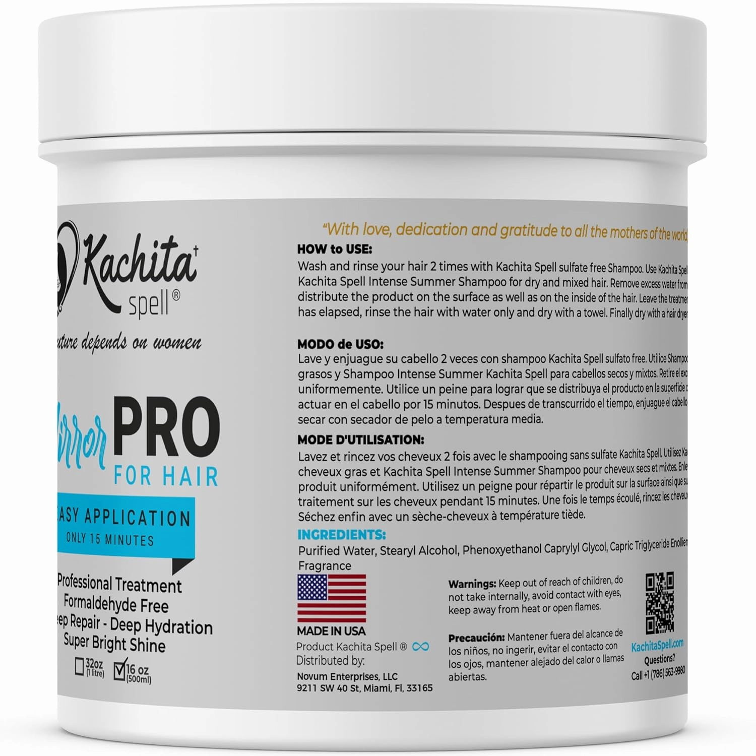 KACHITA SPELL MirrorPRO 16oz Hair Mask & Deep Conditioner with Argan Oil and Keratin | Repairs Dry, Damaged Hair Professional Hair Treatment, Deep Hydration, Super Gloss/Shine, Frizz-Free Hair