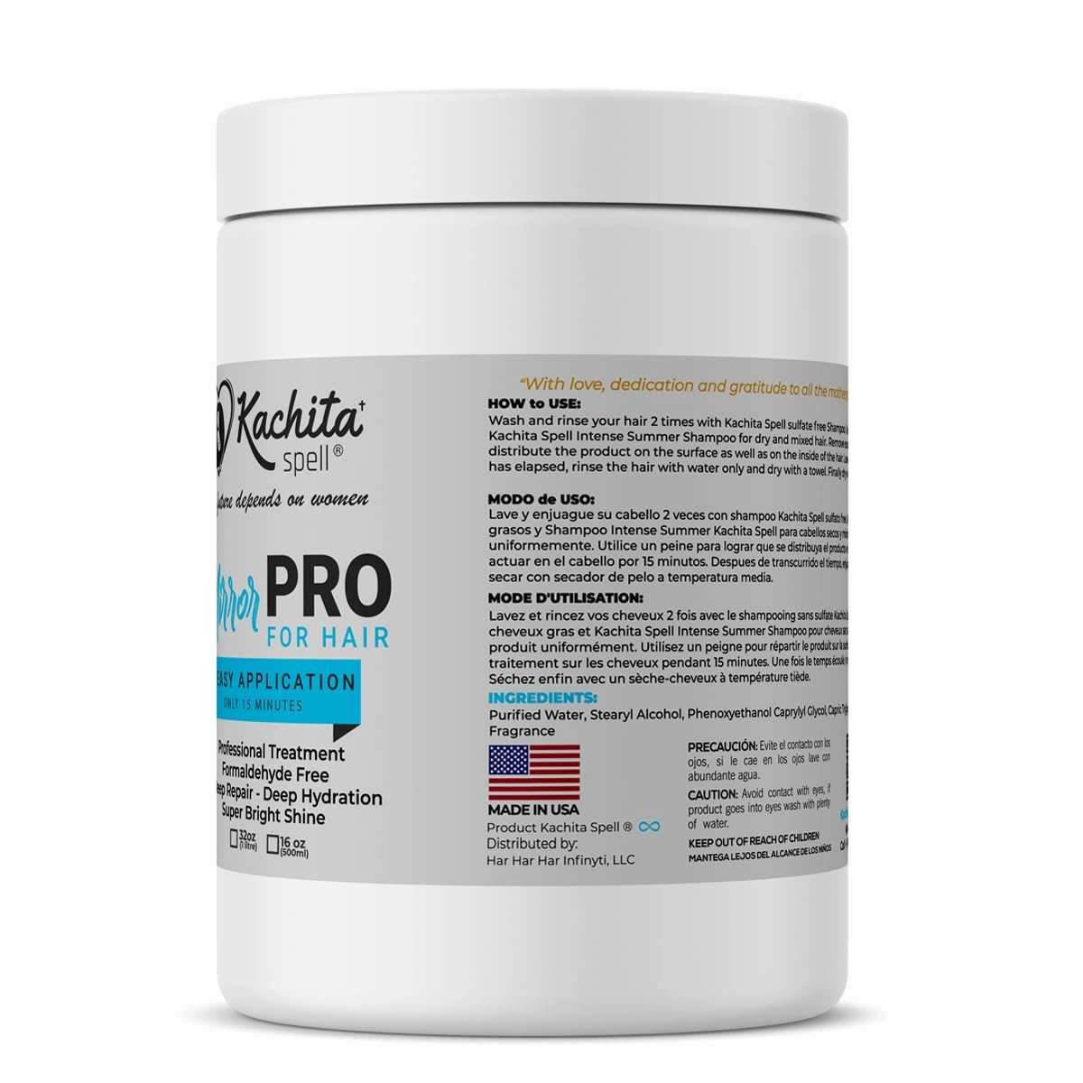 Kachita Spell MirrorPRO Hair Mask Deep Conditioner with Argan Oil and Keratin Repairs Dry, Damaged Hair Professional Hair Treatment, Deep Hydration, Super Gloss/Shine, Frizz-Free 32 Fl Oz