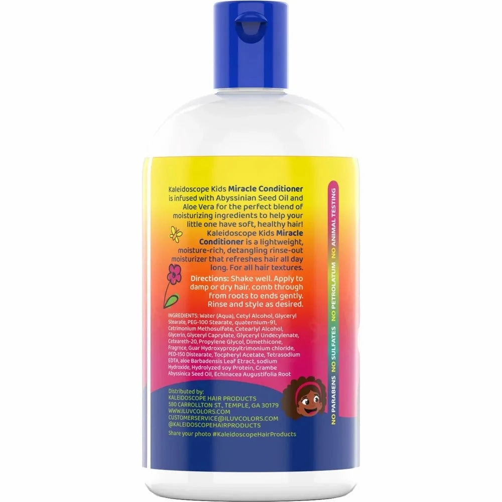 Kaleidoscope Kids - Miracle Detangling Moisturizing Conditioner | All Hair Types | Squeeze | Aloe vera | Abyssinian Seed Oil | 12oz |