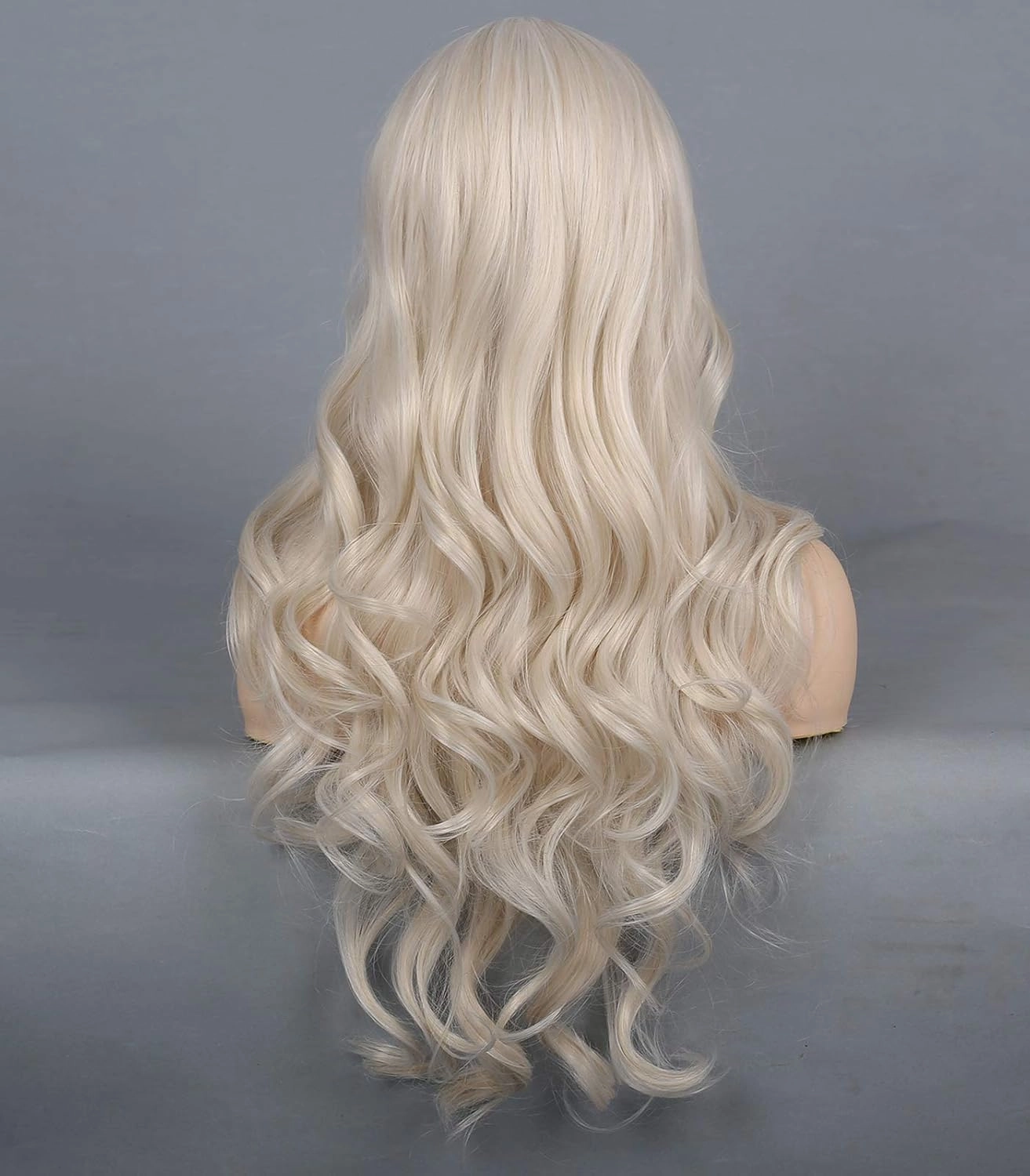 Kaneles Blonde Wig Long Wavy Middle Part Synthetic Beach Wave Curly Wig for Halloween Party Daily Wear Blonde