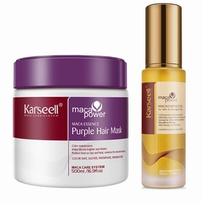 Karseell Purple Hair Mask Deep Repair Conditioning All Hair Types 16.90 oz 500ml   Argan Oil Hair Serum for Dry Damaged Hair 50ml