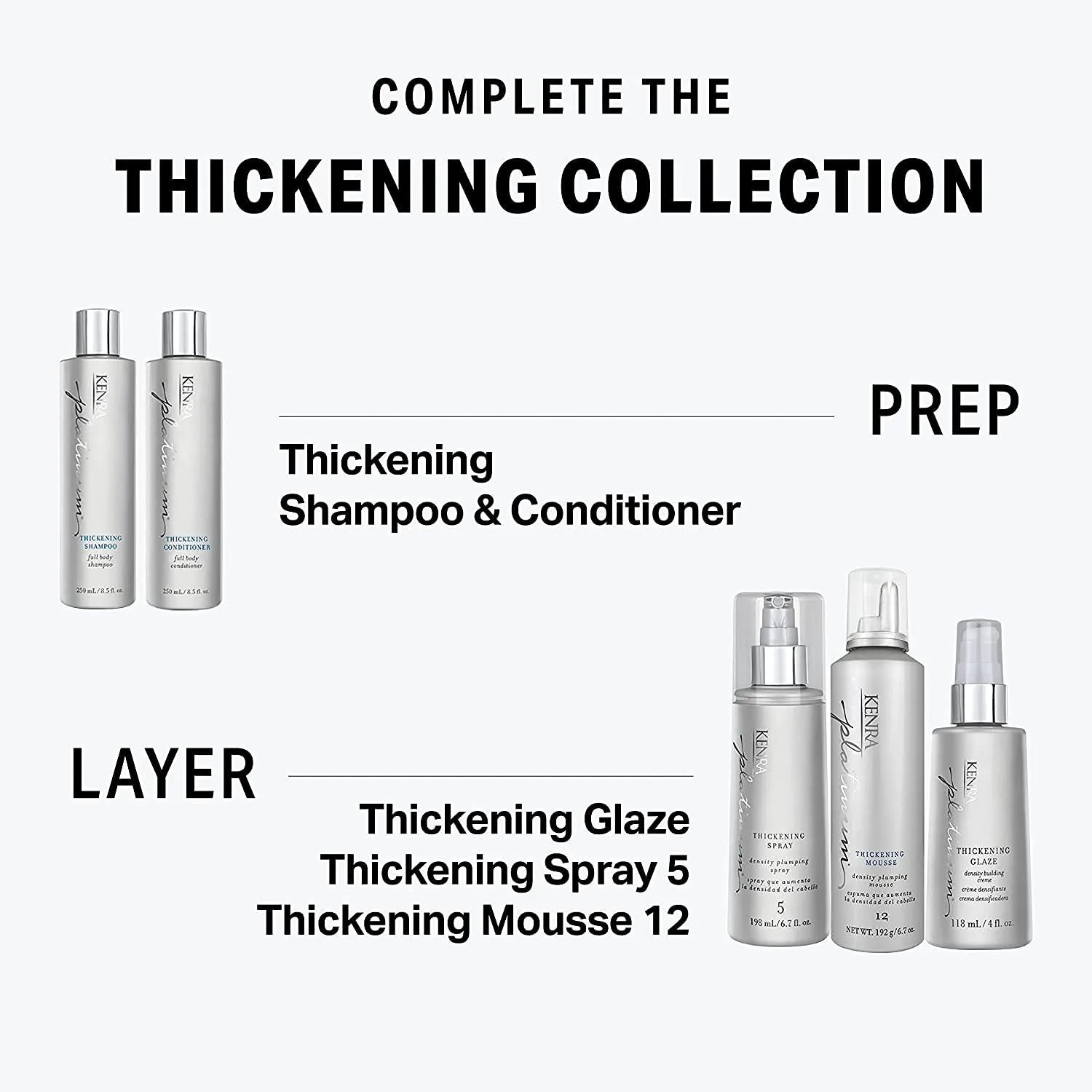 Kenra Platinum Thickening Shampoo/Conditioner | Provides Nourishment & Delivers Shine | Increases Thickness & Volume | Body & Fullness | Protects Against Humidity | All Hair Types