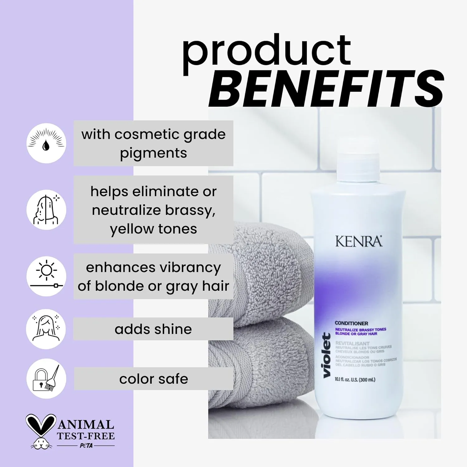 Kenra Violet Conditioner | Eliminates Brassy Tones | Purple Pigment   Deposit | Neutralizes Yellow | Moisturizes Processed Hair | Enhances Vibrancy of Blonde or Gray Hair | Color Safe