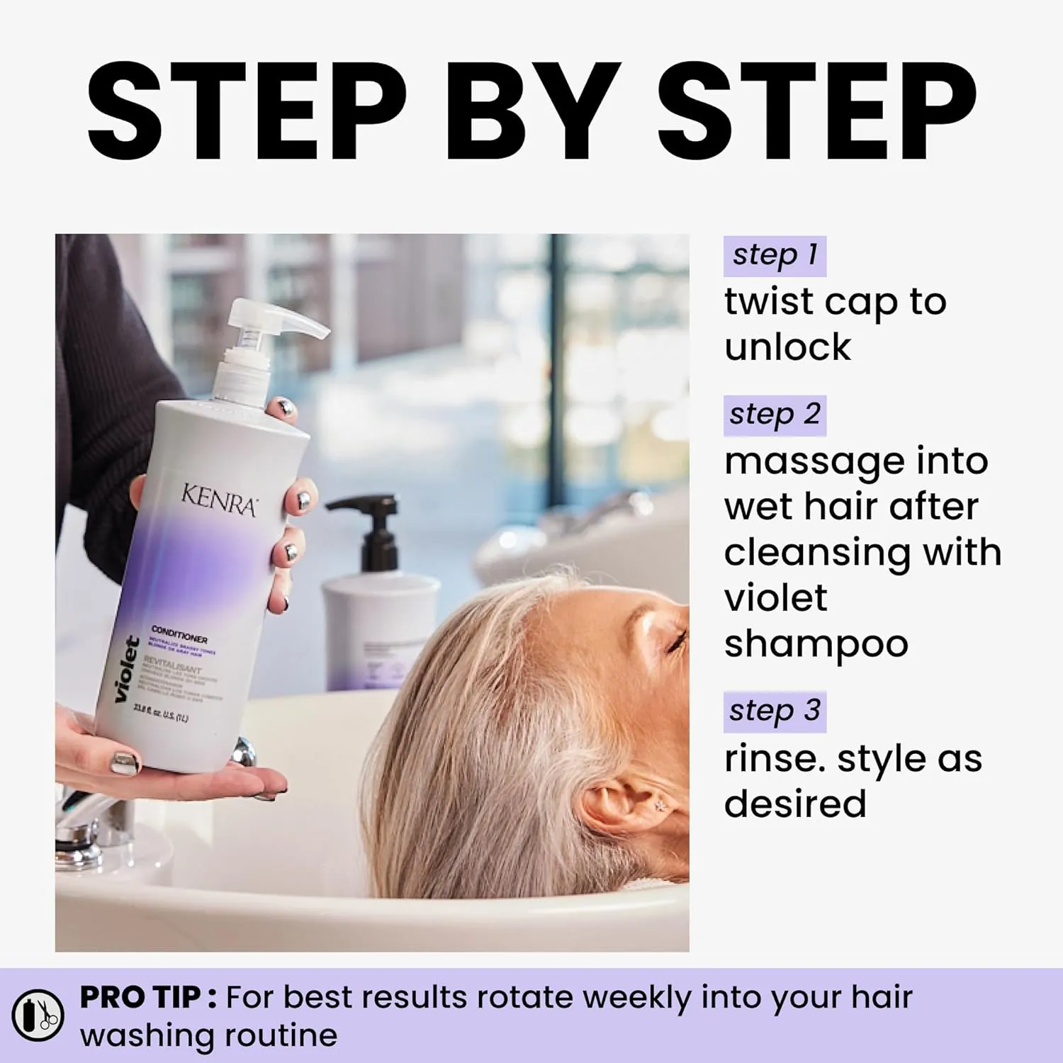 Kenra Violet Conditioner | Eliminates Brassy Tones | Purple Pigment   Deposit | Neutralizes Yellow | Moisturizes Processed Hair | Enhances Vibrancy of Blonde or Gray Hair | Color Safe