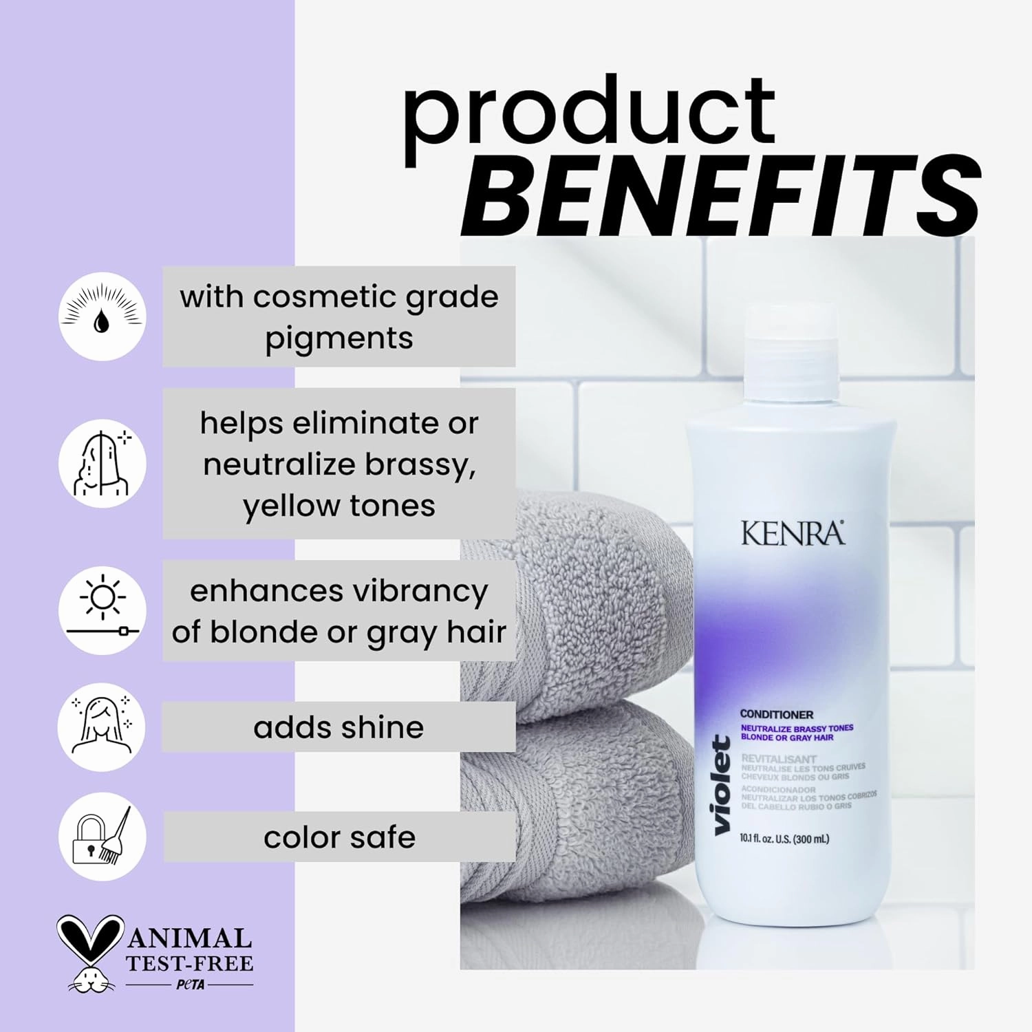 Kenra Violet Conditioner | Eliminates Brassy Tones | Purple Pigment   Deposit | Neutralizes Yellow | Moisturizes Processed Hair | Enhances Vibrancy of Blonde or Gray Hair | Color Safe