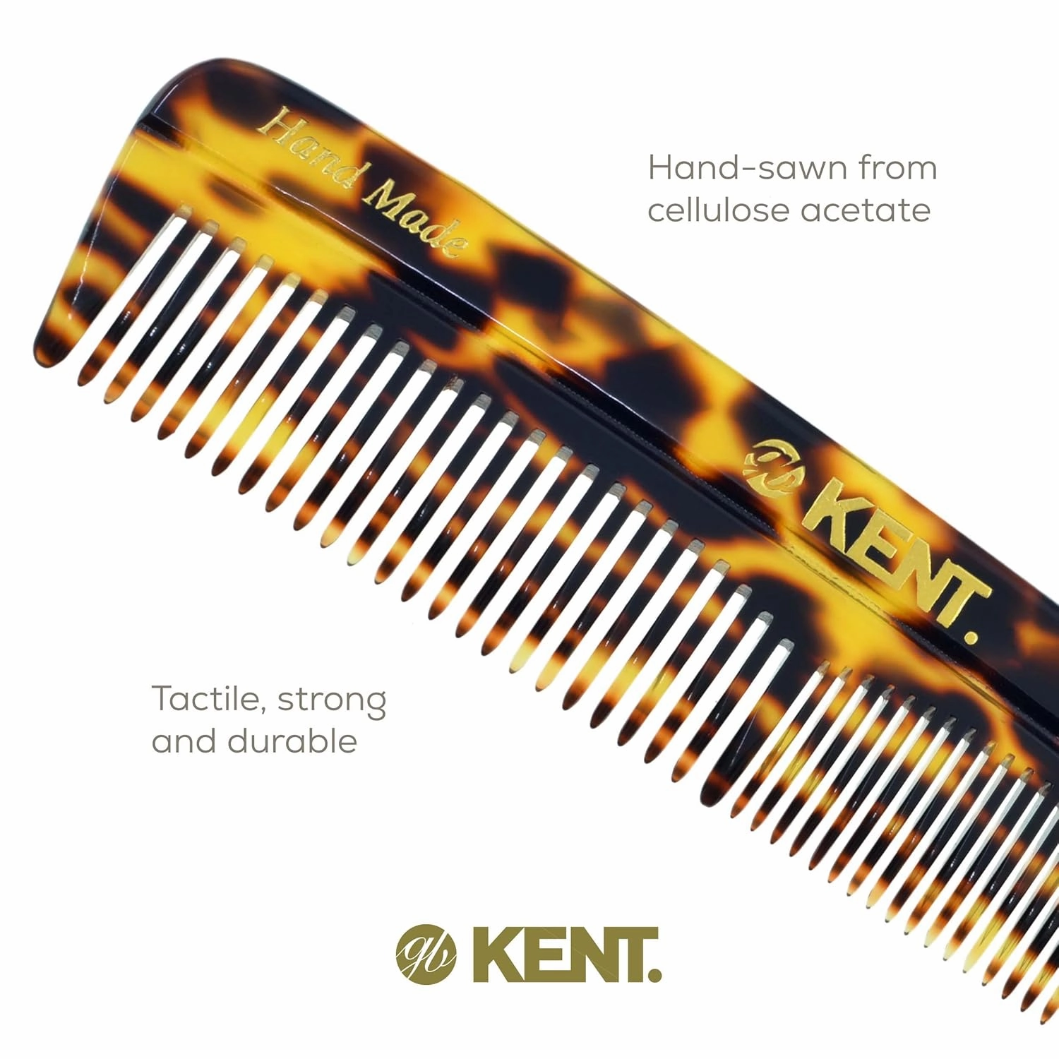 KENT Hair Comb for Men, Handmade Pocket Comb, Fine and Wide Tooth Hair Comb for Grooming and Styling, Sawcut Kent Comb, 2 Pack (Yellow Tokyo)