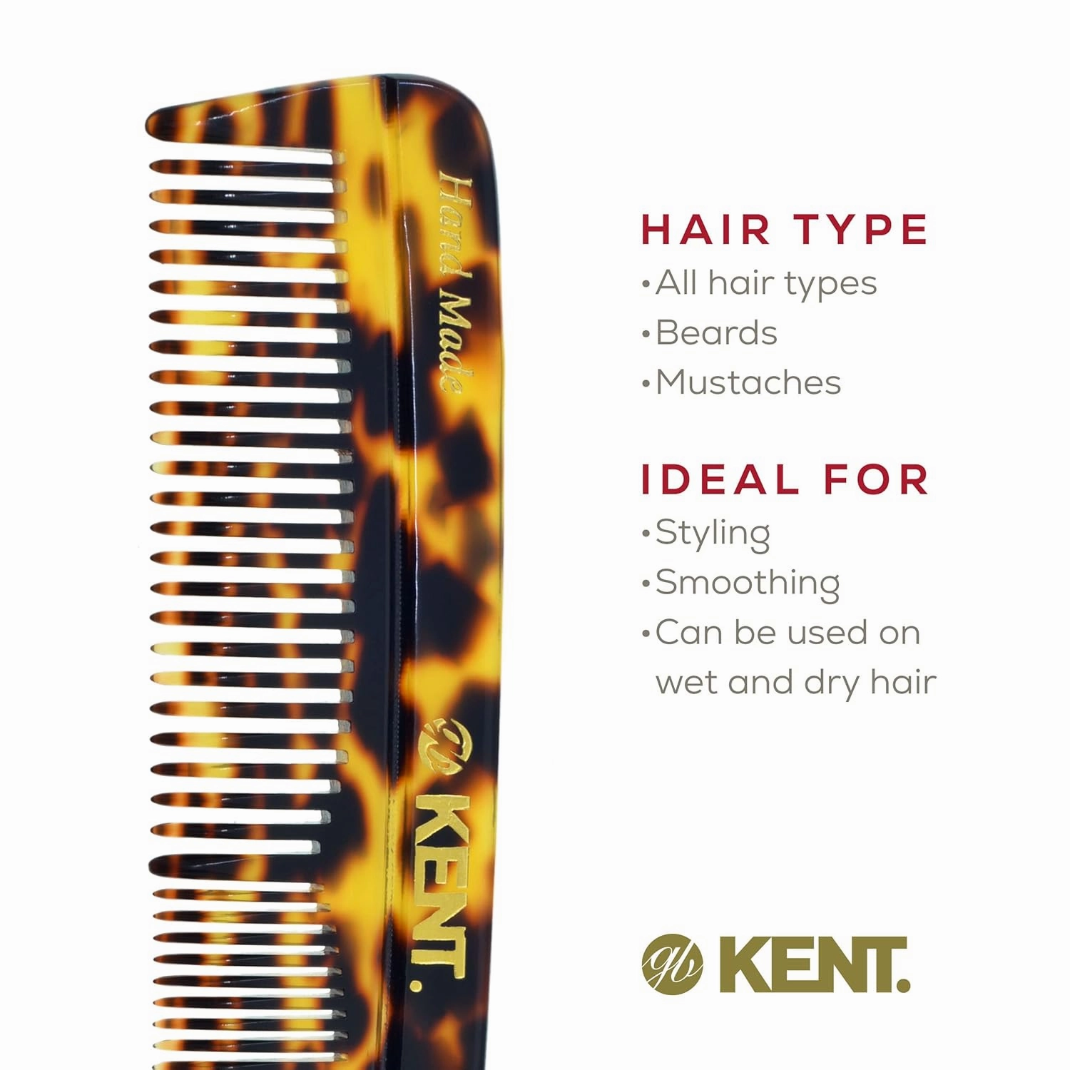 KENT Hair Comb for Men, Handmade Pocket Comb, Fine and Wide Tooth Hair Comb for Grooming and Styling, Sawcut Kent Comb, 2 Pack (Yellow Tokyo)
