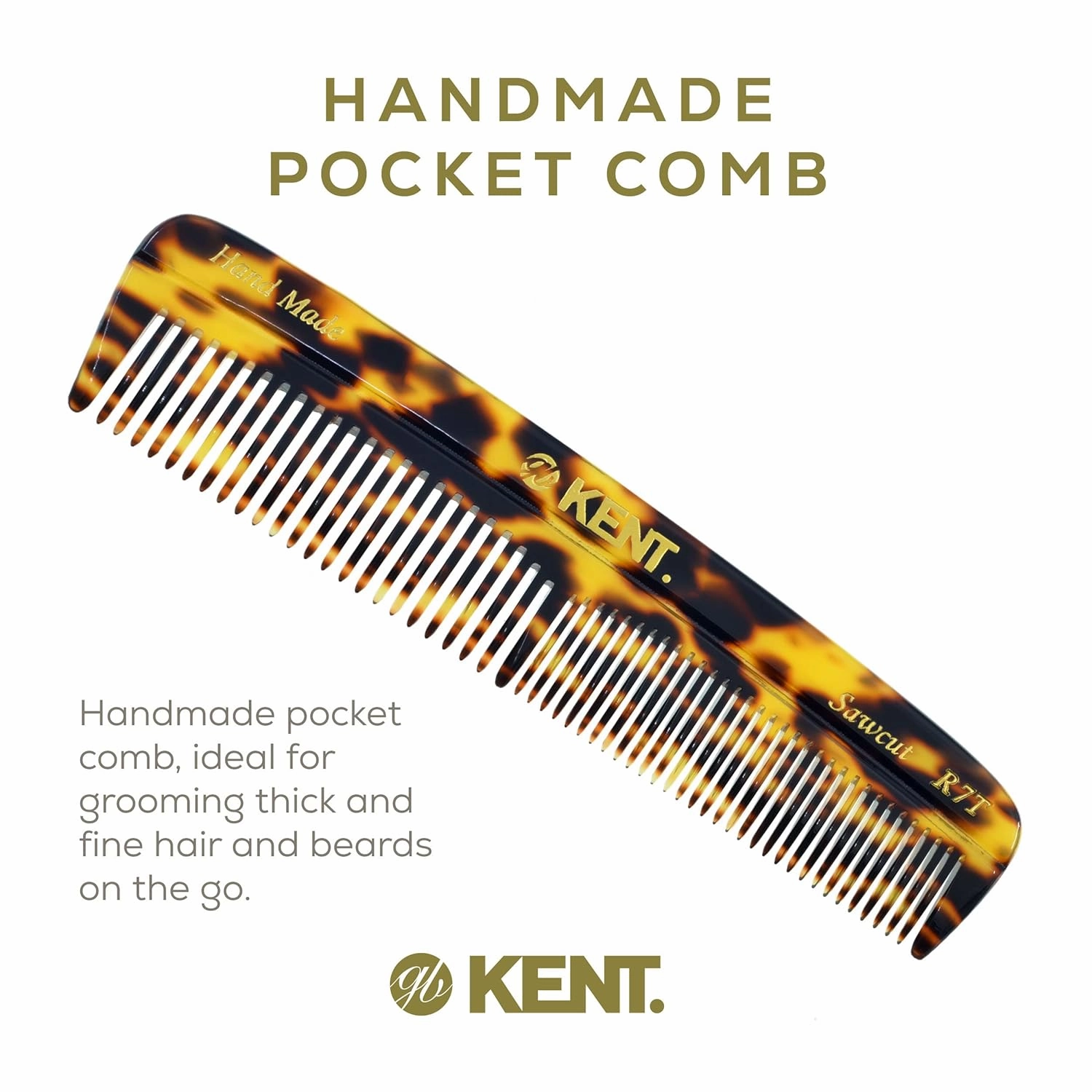 KENT Hair Comb for Men, Handmade Pocket Comb, Fine and Wide Tooth Hair Comb for Grooming and Styling, Sawcut Kent Comb, 2 Pack (Yellow Tokyo)