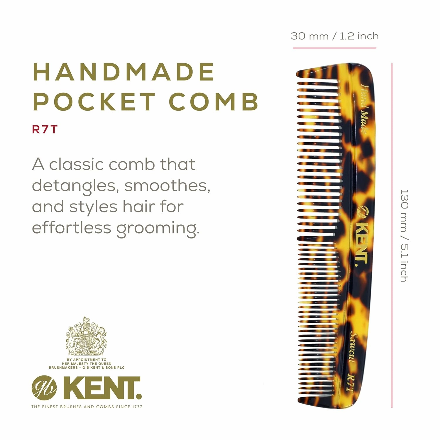 KENT Hair Comb for Men, Handmade Pocket Comb, Fine and Wide Tooth Hair Comb for Grooming and Styling, Sawcut Kent Comb, 2 Pack (Yellow Tokyo)