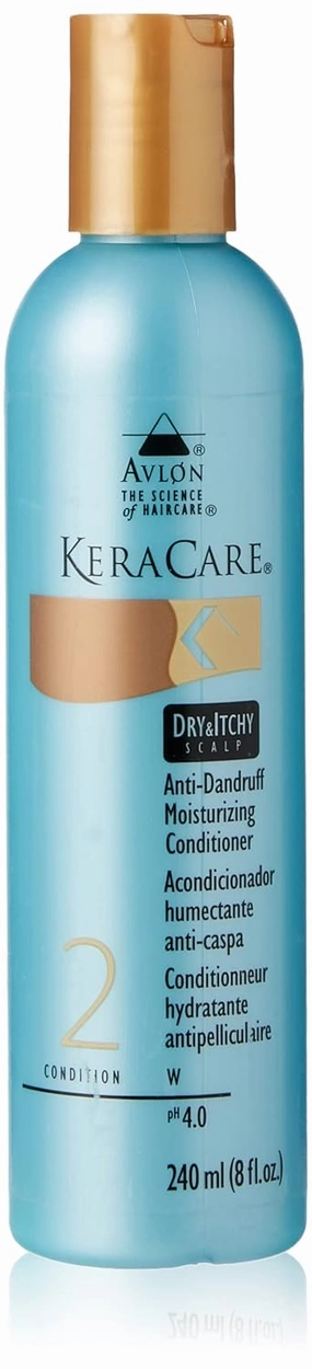 KeraCare Dry & Itchy Moisturizing Conditioner 8 oz - With Flax Seed Extract, Coconut Oil and Aloe Leaf Juice - Effective Against Dandruff, Seborrheic Dermatitis and Seborrhea
