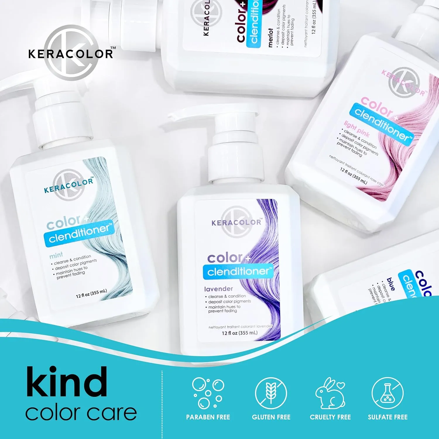 Keracolor Color   Clenditioner 3-in-1 Color-Depositing Conditioner, Gentle Cleansing Conditioner Infusing Semi-Permanent Hair Color, 9 Shades, 33.8 Fl Oz