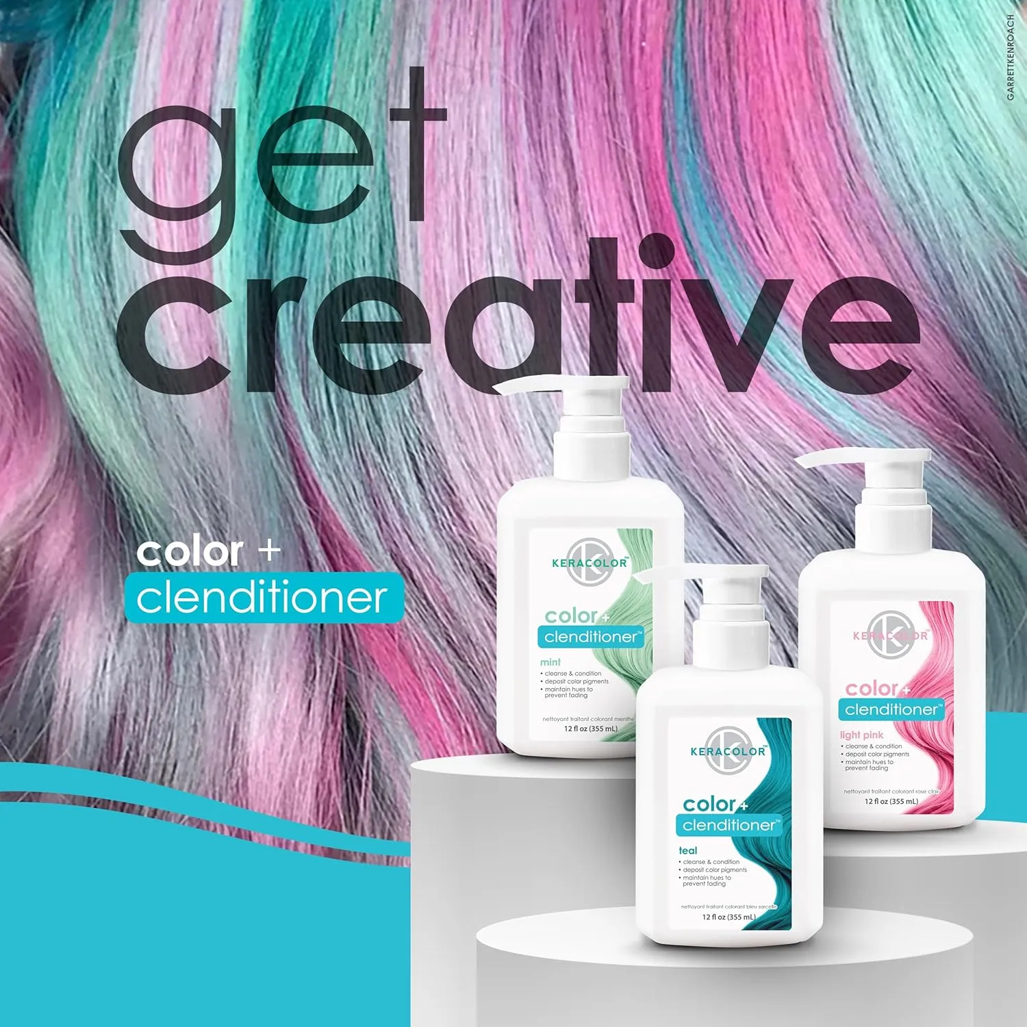 Keracolor Color   Clenditioner 3-in-1 Color-Depositing Conditioner, Gentle Cleansing Conditioner Infusing Semi-Permanent Hair Color, 9 Shades, 33.8 Fl Oz