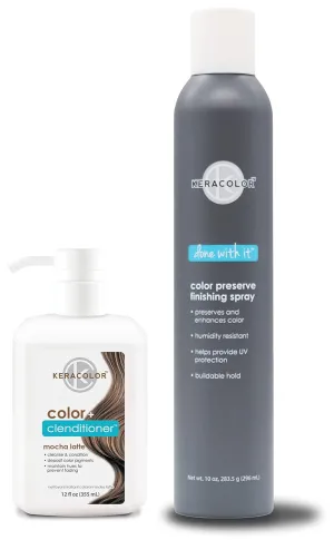 KERACOLOR Kit of 3-in-1 (Cleanse   Conditioner   Color) Mocha Latte Semi-Permanent Hair Dye and Finishing Hair Spray 10oz
