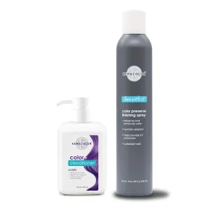 KERACOLOR Purple Temporary Color Conditioner 12 oz   Finishing Hair Spray Bundle 10 oz
