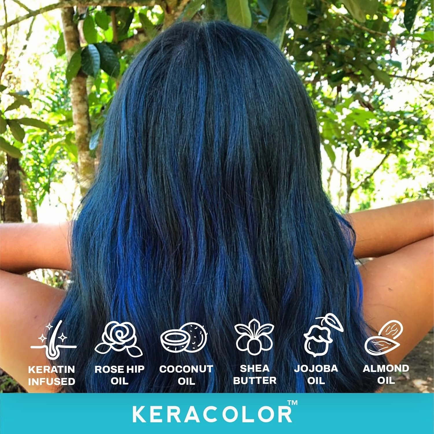 KERACOLOR Kit of 3-in-1 (Cleanse   Conditioner   Color) Blue Semi-Permanent Hair Dye and Finishing Hair Spray 10oz