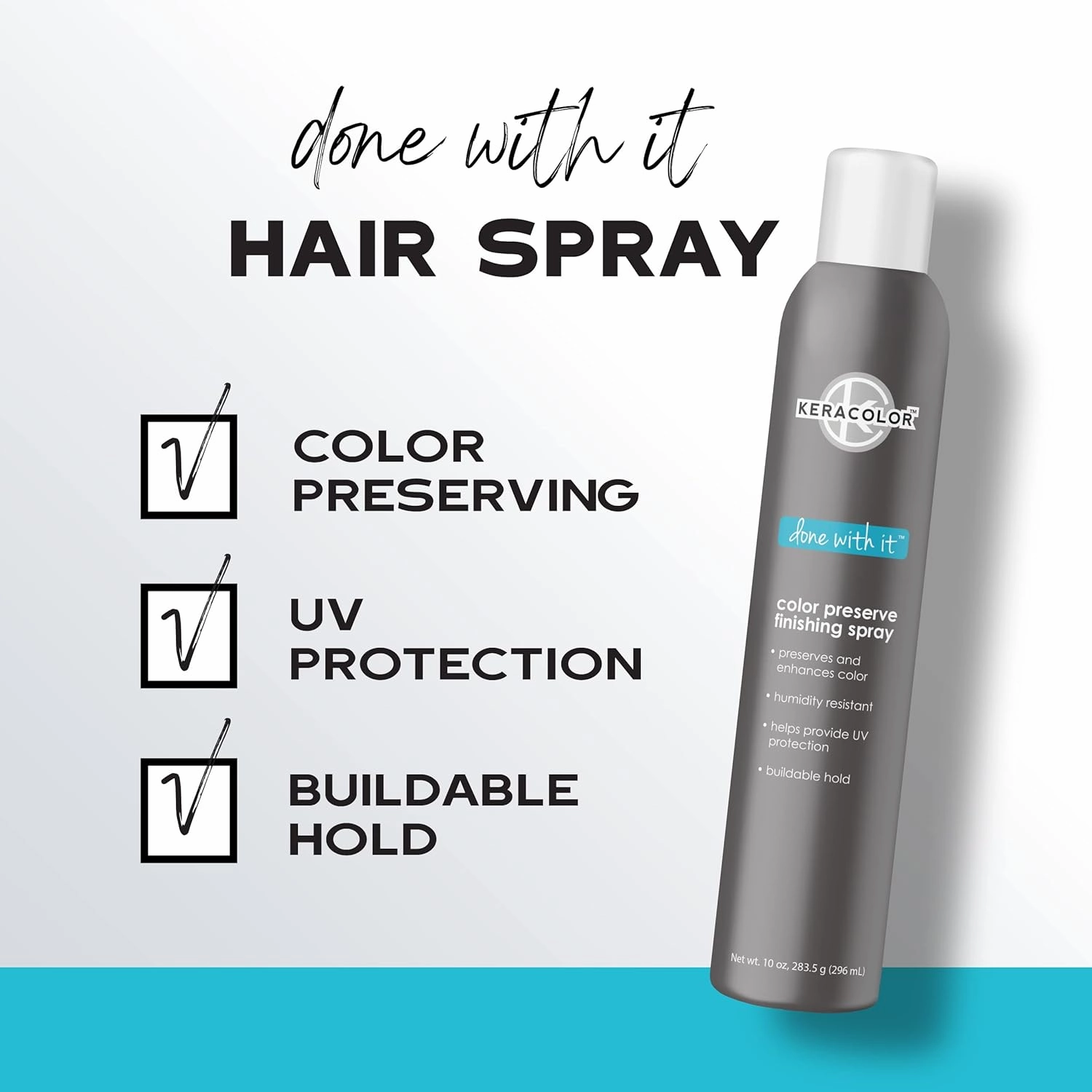 KERACOLOR Kit of 3-in-1 (Cleanse   Conditioner   Color) Blue Semi-Permanent Hair Dye and Finishing Hair Spray 10oz