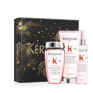 Kerastase Genesis Set For Weak or Damaged Hair - Shampoo, Conditioner, and Blow Dry Spray for All Hair Types, Protects Against Breakage, Moisturizes and Adds Shine