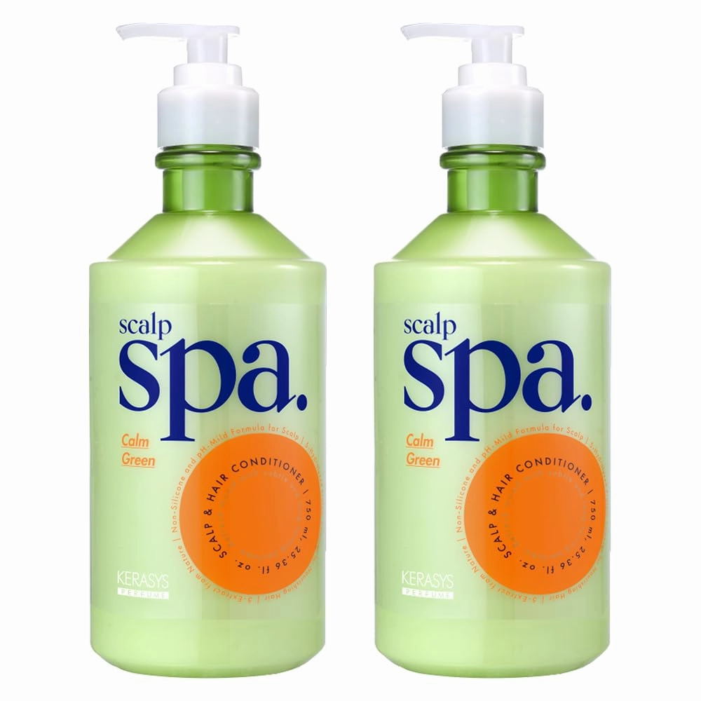Kerasys Scalp Spa Silicone Free Weakly Acidic AHA Calm Green 25.36 fl oz / 750 ml (Conditioner, 2-Pack)