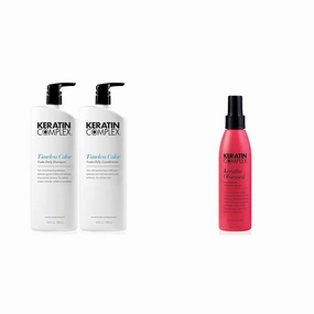 Keratin Complex - Timeless Color Fade Shampoo & Conditioner Duo - 33.8 fl oz Each & Keratin Obsessed Multi-Benefit Treatment Spray, 5 fl oz