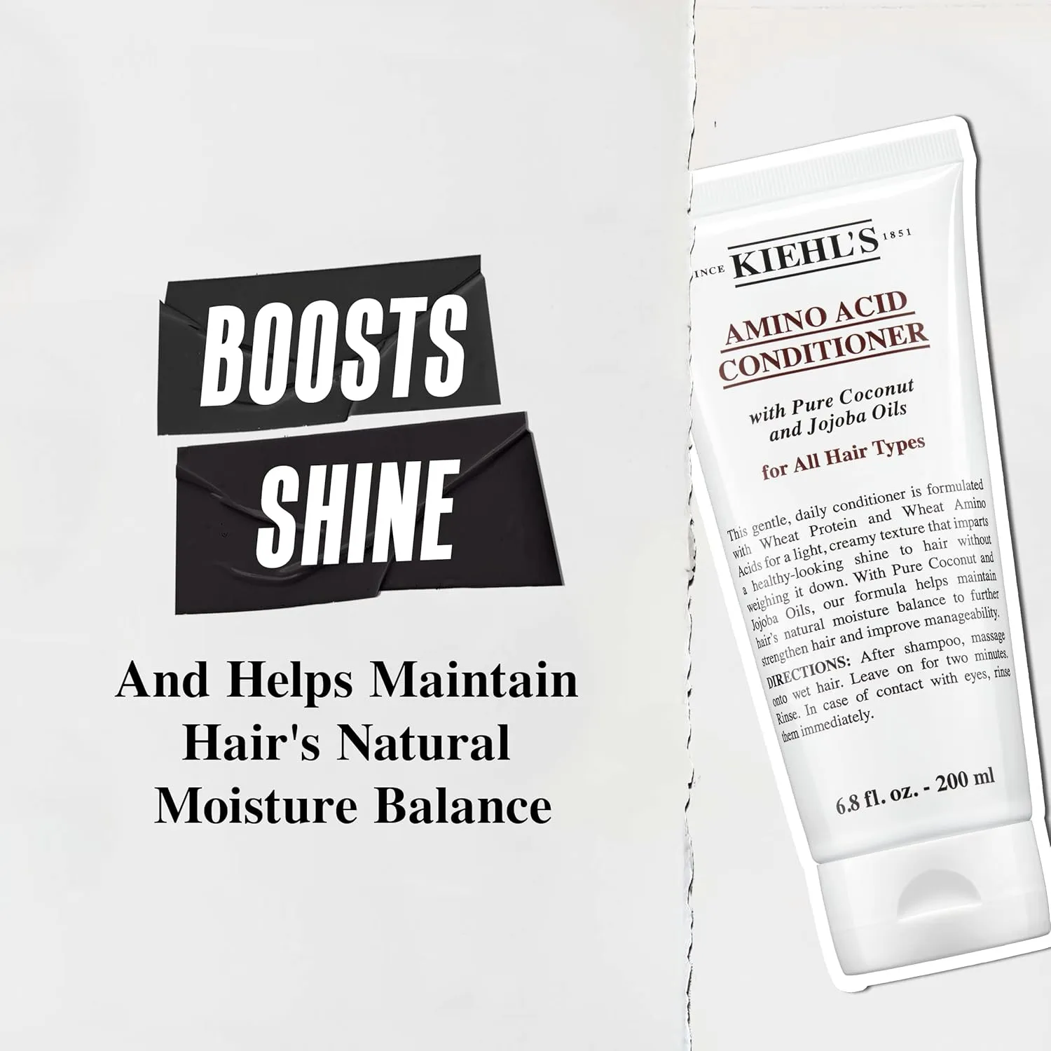 Kiehl's Amino Acid Conditioner, Strengthening and Moisturizing Hair Treatment, with Amino Acids, Jojoba and Coconut Oil to Improve Manageability and Added Shine, Suitable for All Hair Types