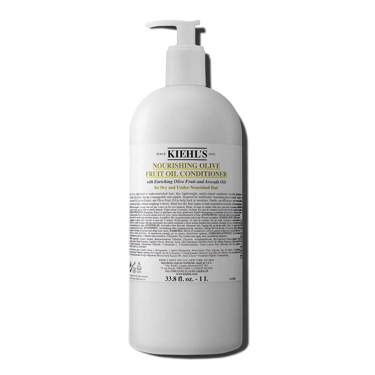 Kiehl's Nourishing Olive Fruit Oil Conditioner, Moisturizing Hair Conditioner for Dry & Damaged Hair, Promotes Shine, Helps Detangle, Lightweight Formula, with Avocado Oil & Lemon Oil