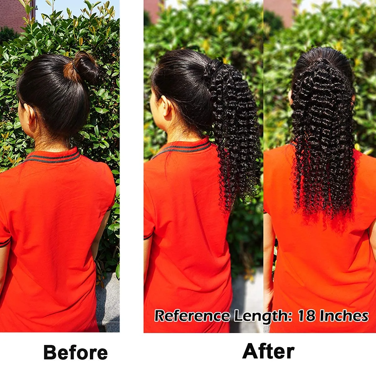 Kinky Curly Clip in Pony Tail Hair Extensions Hair Kinky Curly Drawstring Ponytail For Black Women Virgin Human Hair Afro Curly Clip In Human Hair Pieces Natural (16 Inch, Kinky Curly)