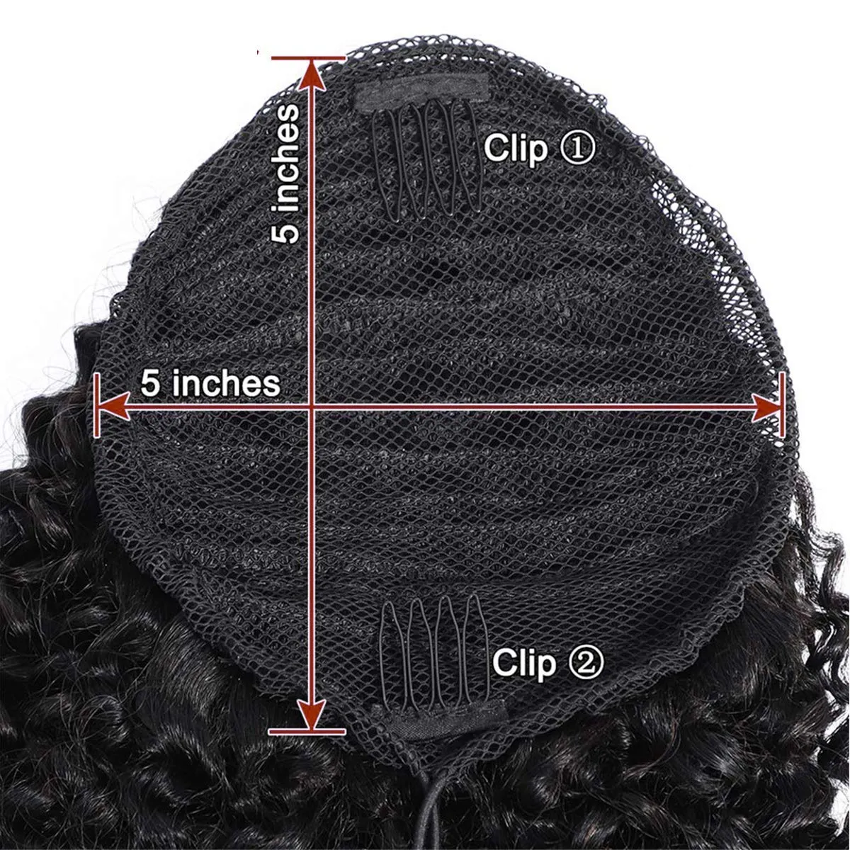 Kinky Curly Clip in Pony Tail Hair Extensions Hair Kinky Curly Drawstring Ponytail For Black Women Virgin Human Hair Afro Curly Clip In Human Hair Pieces Natural (16 Inch, Kinky Curly)