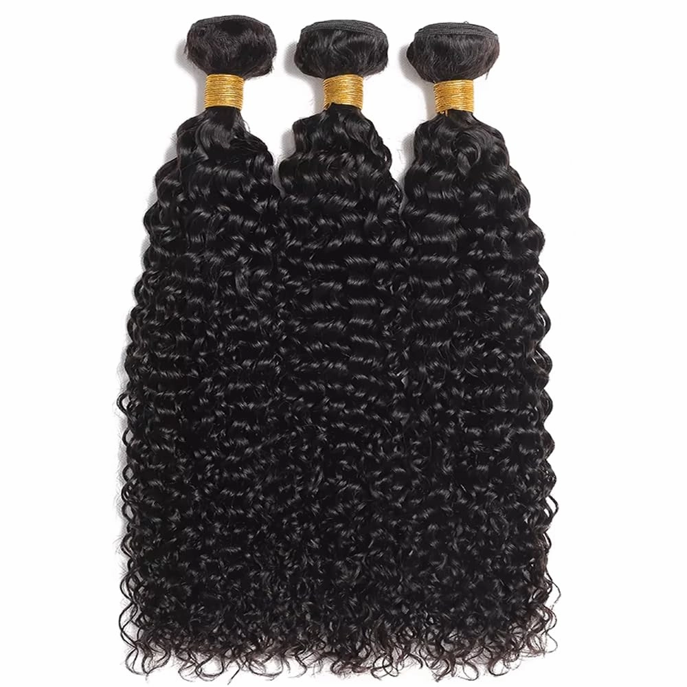 Kinky Curly Human Hair Bundles 10A Hair Extensions Natural Black 8 10 12 Inch Unprocessed Curly Weave Natural Color