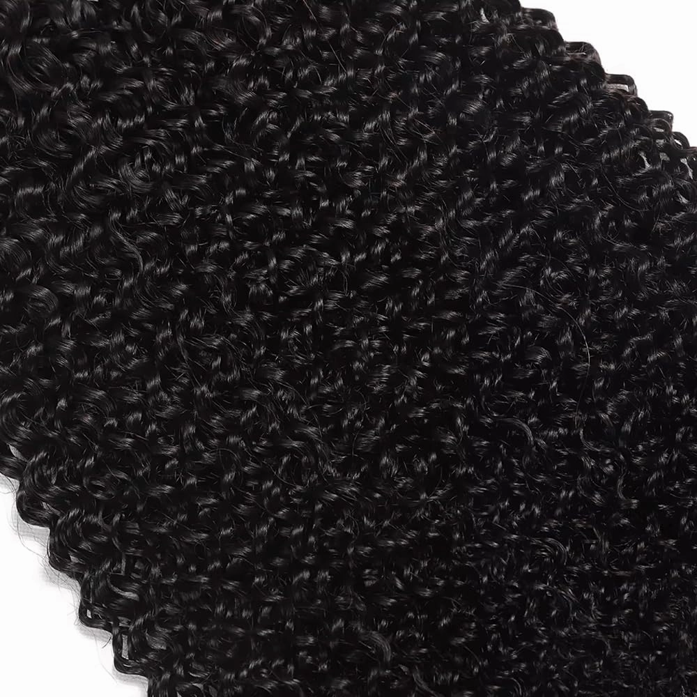 Kinky Curly Human Hair Bundles 10A Hair Extensions Natural Black 8 10 12 Inch Unprocessed Curly Weave Natural Color