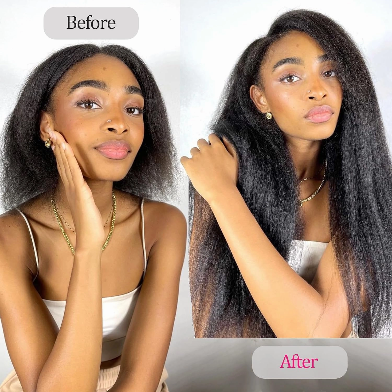 Kinky Straight Clip in Hair Extensions Real Human Hair 8Pcs 120g Kinky Clip Ins Full Head Brazilian Remy Hair Extensions for Women Natural Black Double Weft Clip In 20 Inch