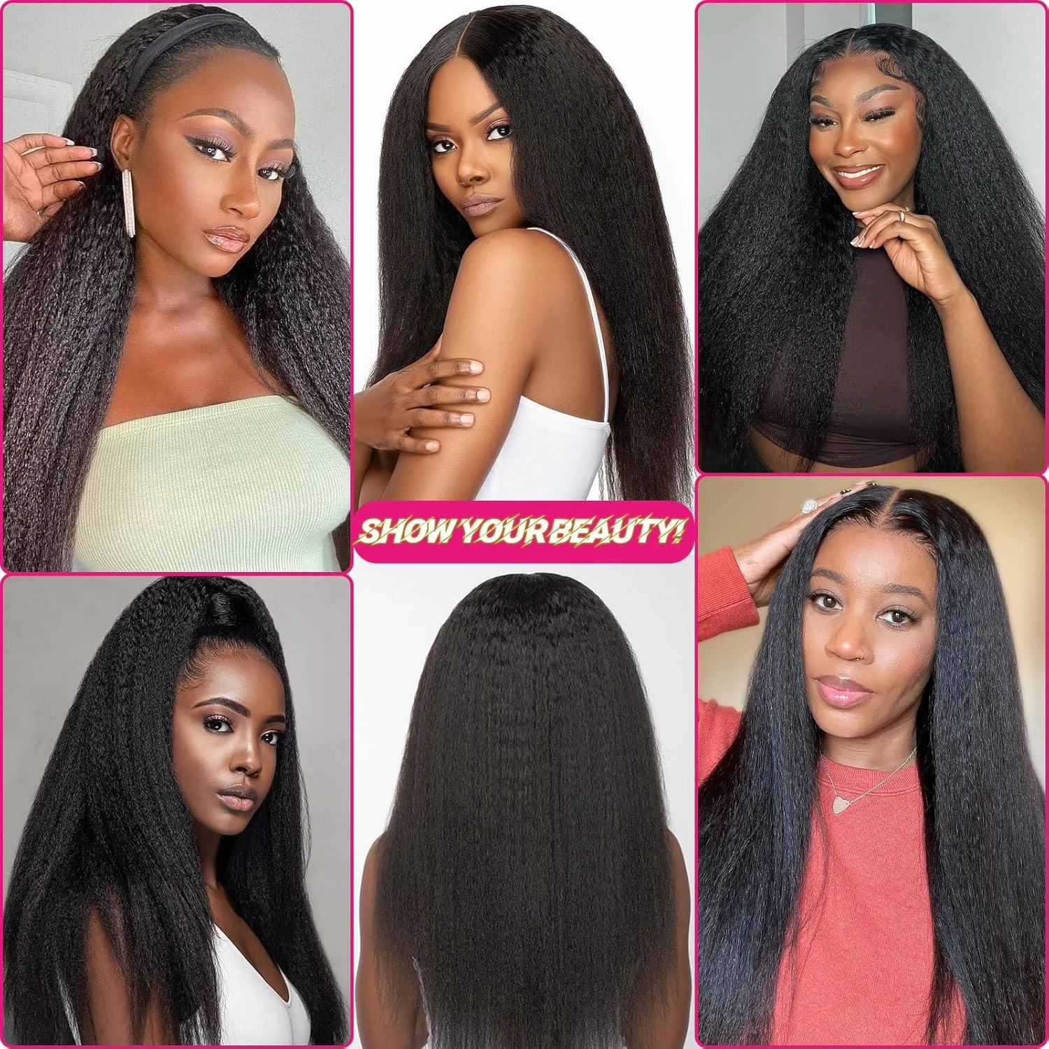 Kinky Straight Clip in Hair Extensions Real Human Hair 8Pcs 120g Kinky Clip Ins Full Head Brazilian Remy Hair Extensions for Women Natural Black Double Weft Clip In 20 Inch
