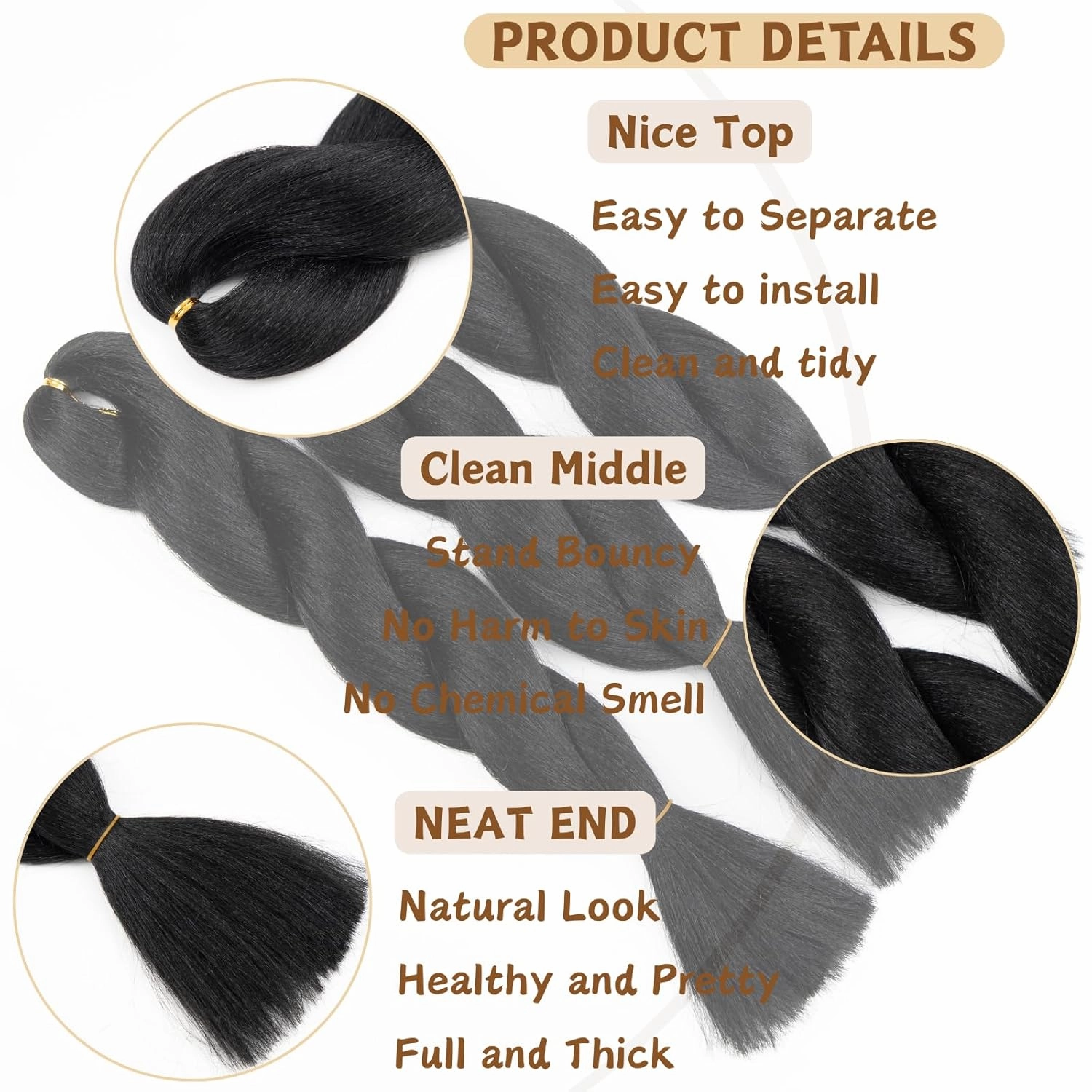 Kinky Straight Vixen Crochet hair 18Inch Natural Black Color Yaki Kinky Straight 3 Bundles Hair Extension Premium Synthetic Fibers For Black Women (1B#）