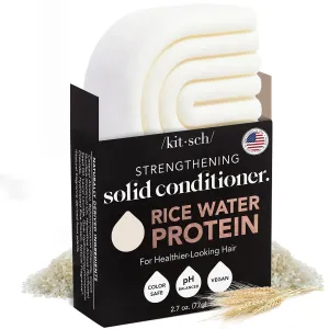 Kitsch Rice Water Hair Conditioner Bar - Soap Bar for Hair Care - Conditioner for Women and Men - Moisturizing & Strengthening for All Hair Types - Sulfate-Free, Paraben-Free - Made in USA - 2.7oz