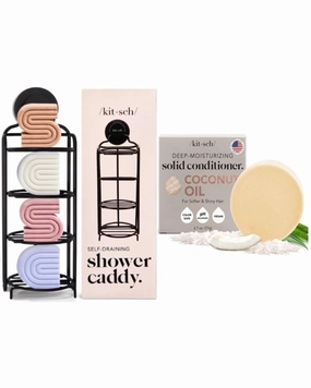 Kitsch Coconut Oil Deep-Moisturizing Hair Conditioner Bar & Shower Caddy with Discount