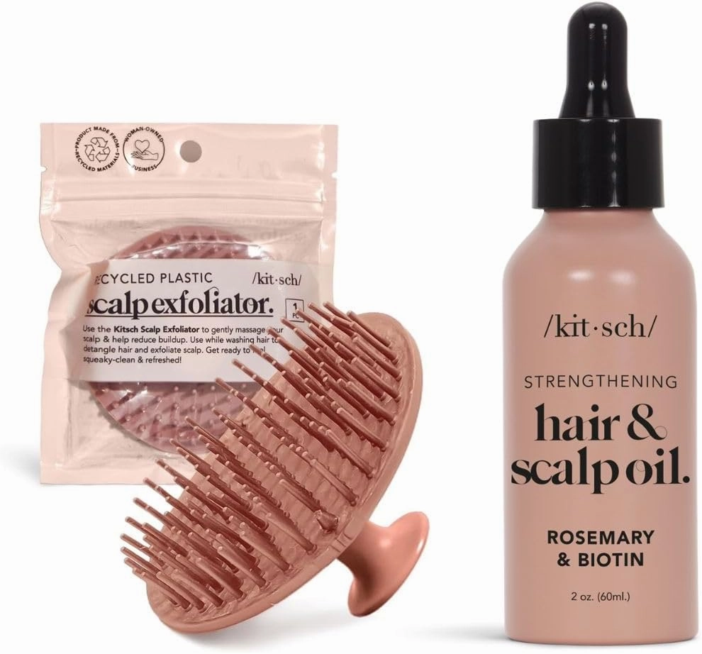 Kitsch Hair Scalp Massager, Shampoo Brush, Scalp Scrubber and Exfoliator   Rosemary Oil for Hair Growth and Healthy Scalp
