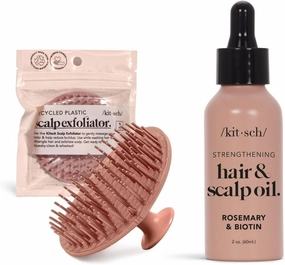 Kitsch Hair Scalp Massager, Shampoo Brush, Scalp Scrubber and Exfoliator   Rosemary Oil for Hair Growth and Healthy Scalp