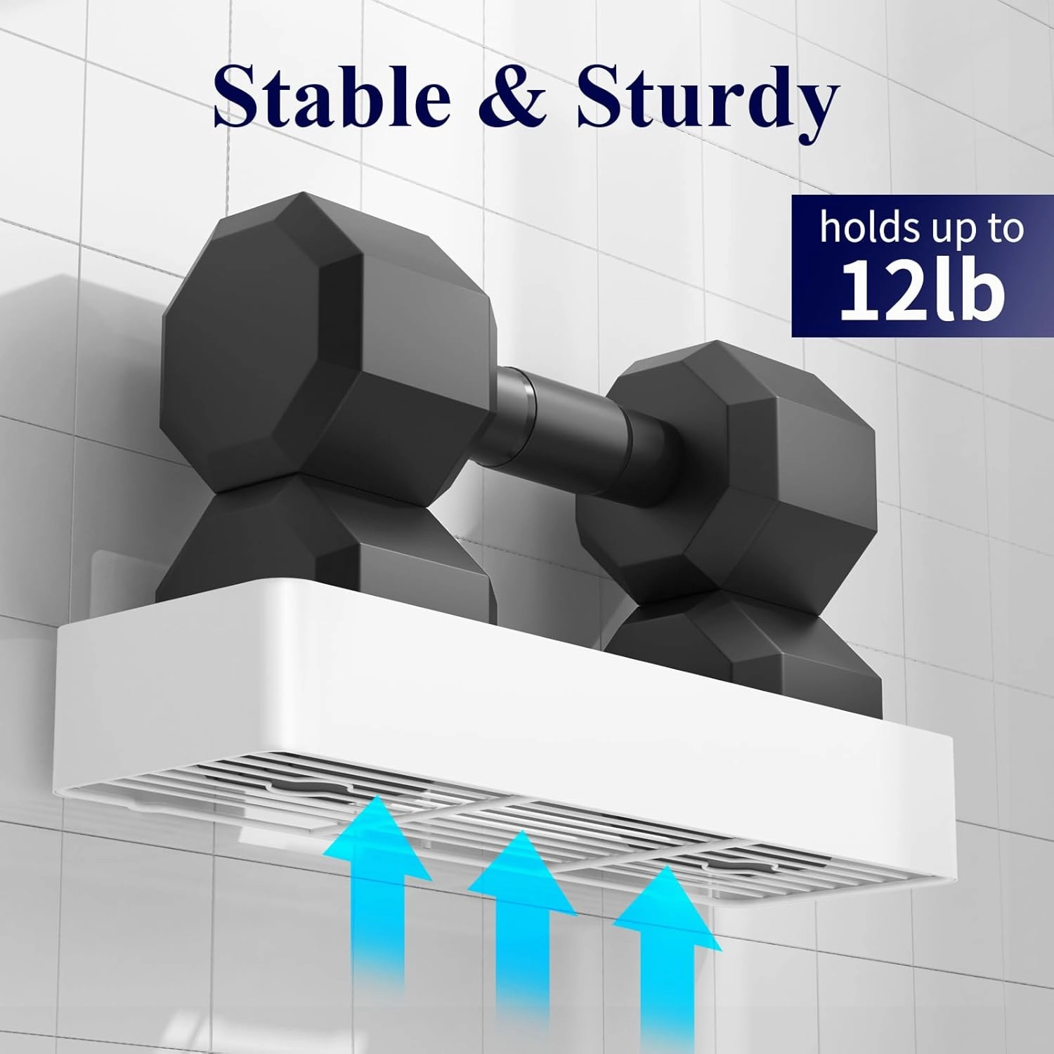 Kitsure X-Large Shower Caddy - 2 Pack Adhesive Shower Organizer, Rustproof Stainless Steel Shelves, No-Drill Bathroom Organizers and Storage, White