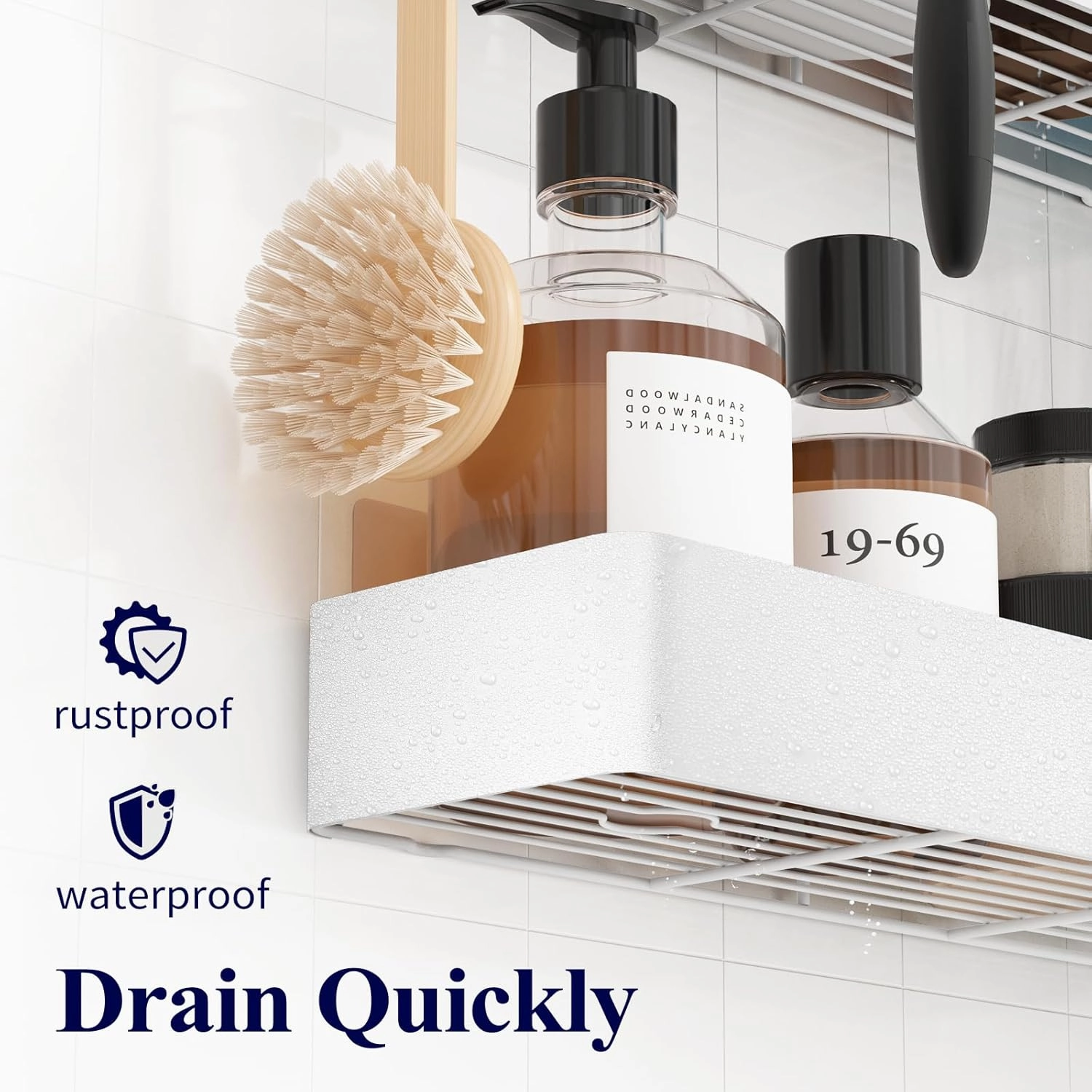 Kitsure X-Large Shower Caddy - 2 Pack Adhesive Shower Organizer, Rustproof Stainless Steel Shelves, No-Drill Bathroom Organizers and Storage, White