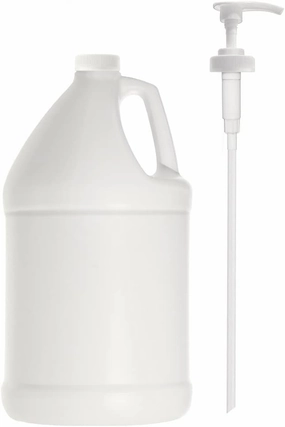 KOALA Round Gallon HDPE Opaque Jug with Twist Cap and Press Pump Leakproof Refillable Storage Containers for Shampoo, Conditioner, Detergent, Soap, Lotion, Gel, Liquid Hand Sanitizer, Single