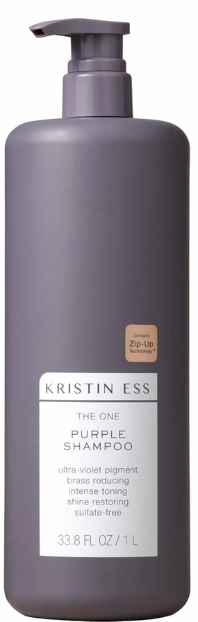 Kristin Ess Hair The One Purple Shampoo - Toning for Blonde Hair, Neutralizes Brass   Yellow Tones, Sulfate Free, 33.8 fl oz