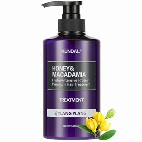 Kundal Honey & Macadamia Natural Conditioner, Korean Hair Care Damage Repair, Deep Hydration, Long Lasting Fragrance, with Honey, Argan Oil, Macadamia Oil 16.9fl oz (Ylang Ylang)