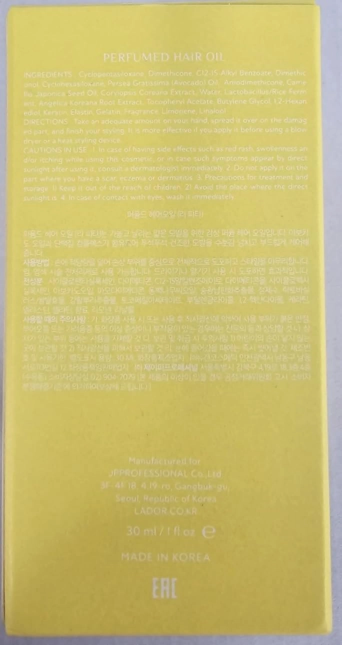LA'DOR Hair Perfume Oil for Dry Damaged Hair - Anti Frizz Nourishing Fragrance Gloss Oil Serum Leave-In Conditioner Hold Curls & Waves Sulfate Paraben Alcohol Free 1 Fl Oz La Pitta Korean Haircare