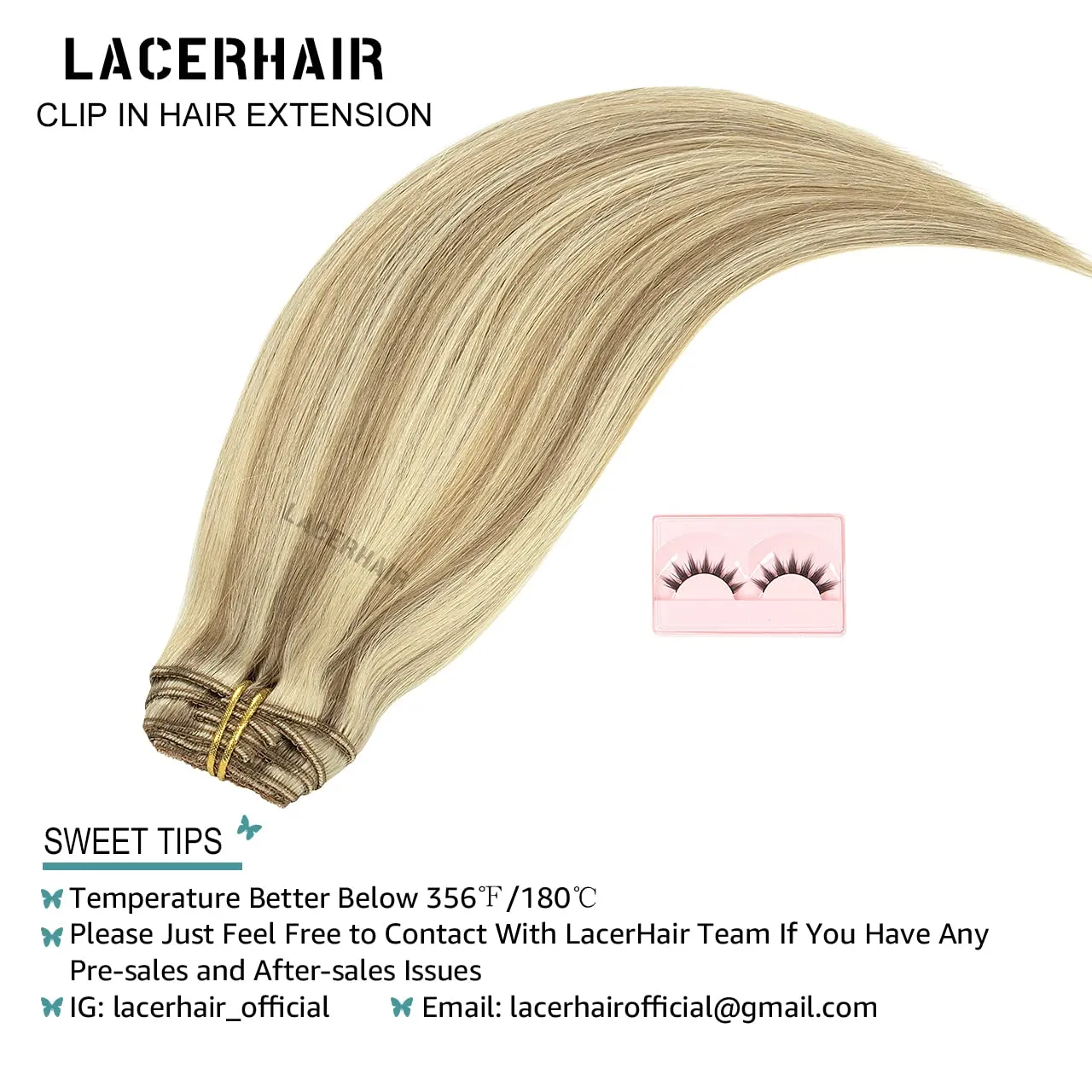 Lacer Hair Clip In Hair Extensions Human Virgin Hair Thick Weft Light Brown And Platinum Blonde Highlights Color Metal Clip Salon Quality Straight Clip In Hair Extension 7 Pieces 140 Gram 22 Inch