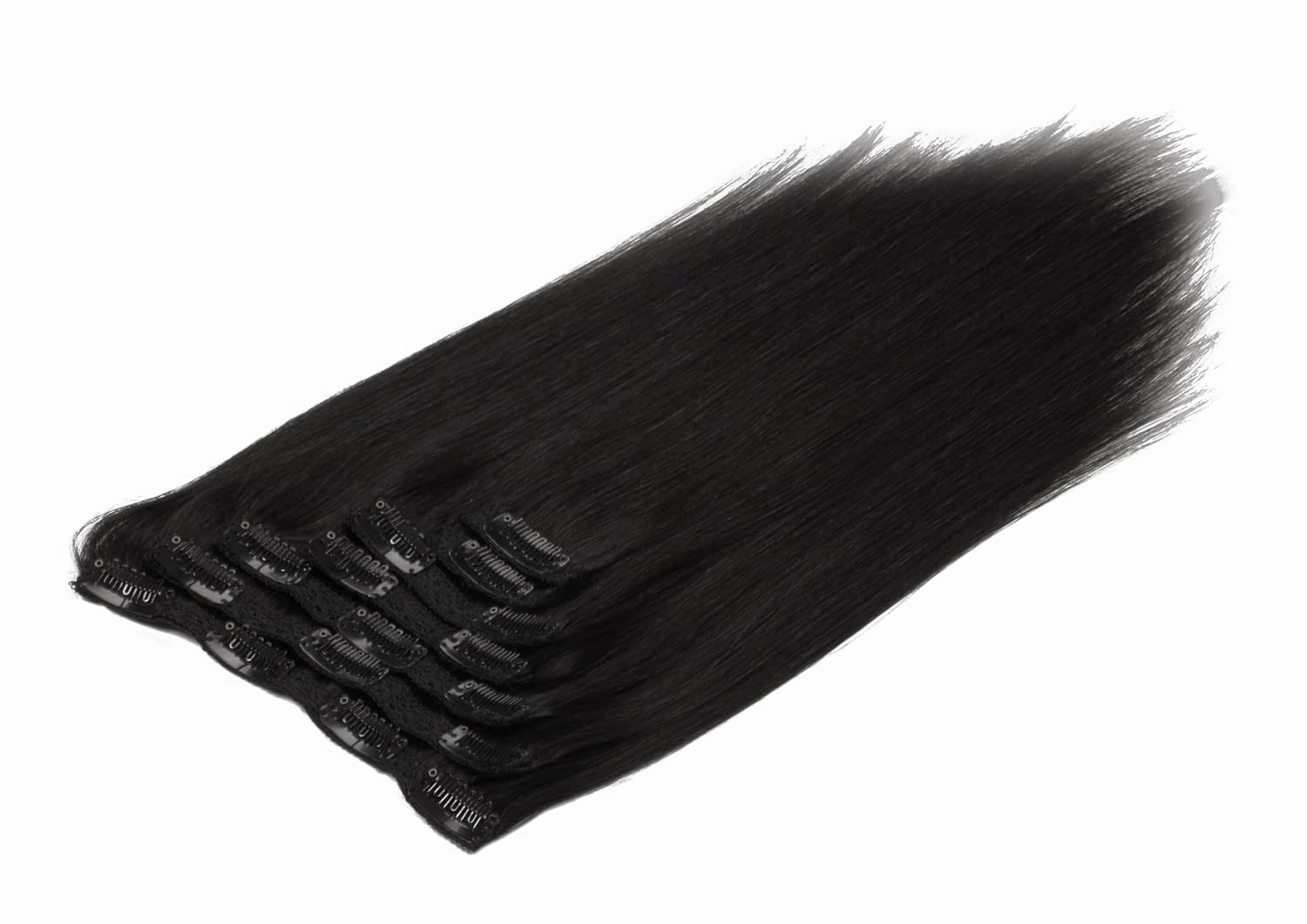 Lacer Black Hair Extensions Clip in Human Hair 140g 7 pcs Double Weft Straight Lace Clip in Hair Extensions in Natural Black #1B 22 Inch Full Head Set Clip Ins