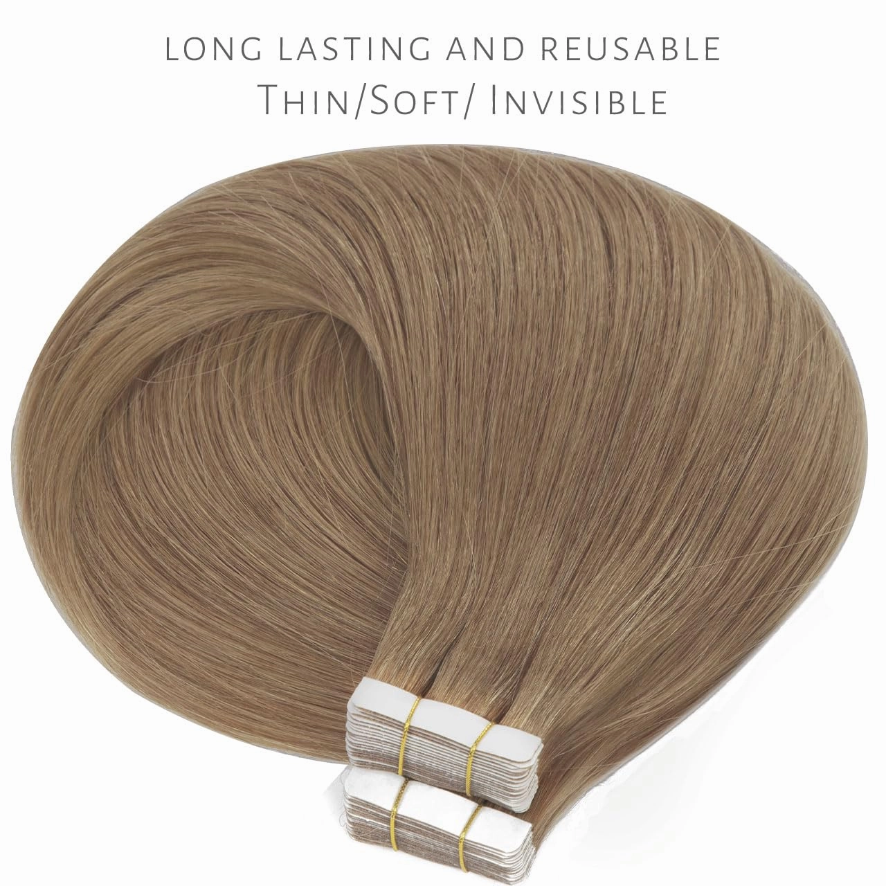 Lacer Hair Extensions Tape in Human Hair Chestnut Brown Skin Weft Remy Tape in Hair Extensions 14 Inch Full Thick Ends Adhesive Hair Pieces for Women 50g/20pcs