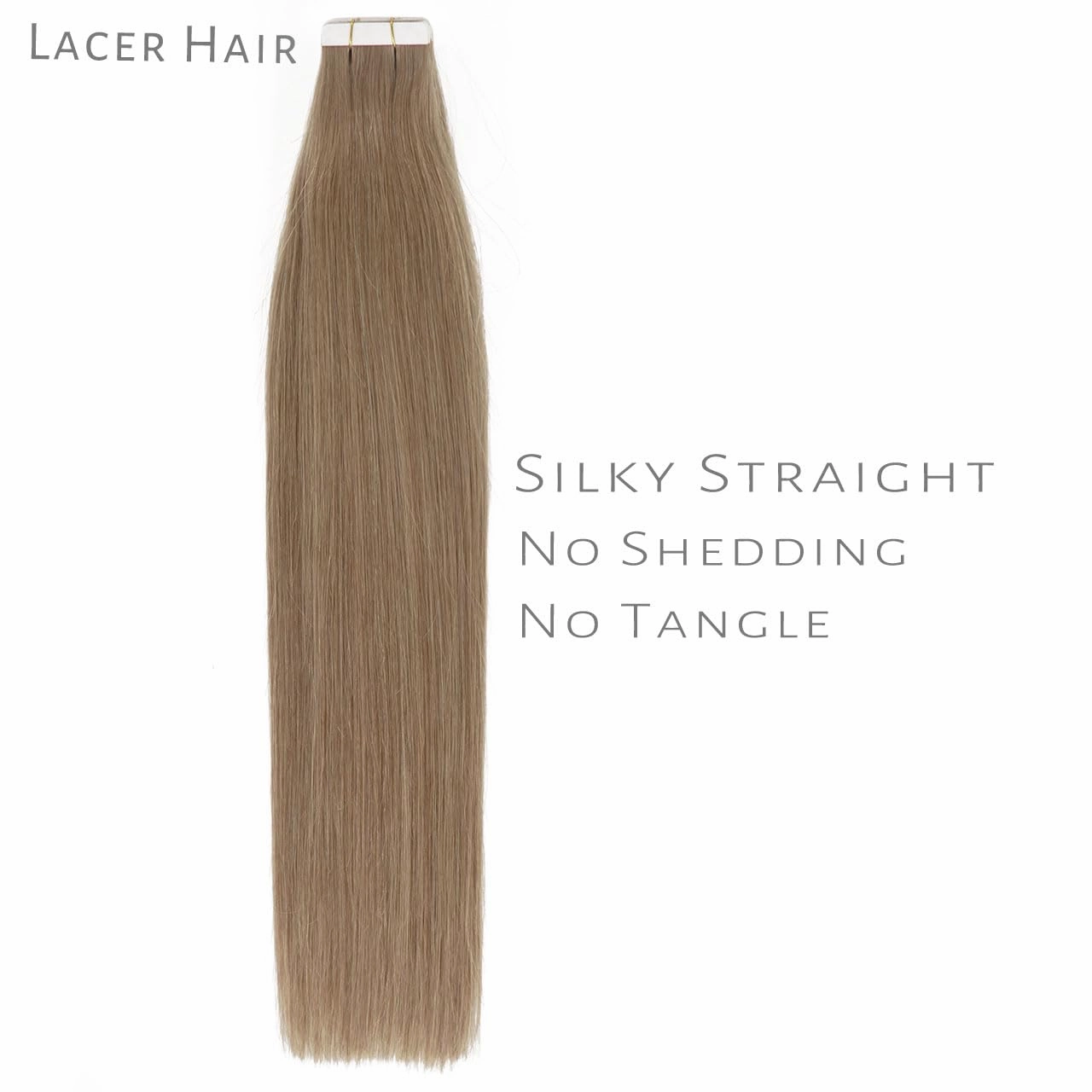 Lacer Hair Extensions Tape in Human Hair Chestnut Brown Skin Weft Remy Tape in Hair Extensions 14 Inch Full Thick Ends Adhesive Hair Pieces for Women 50g/20pcs
