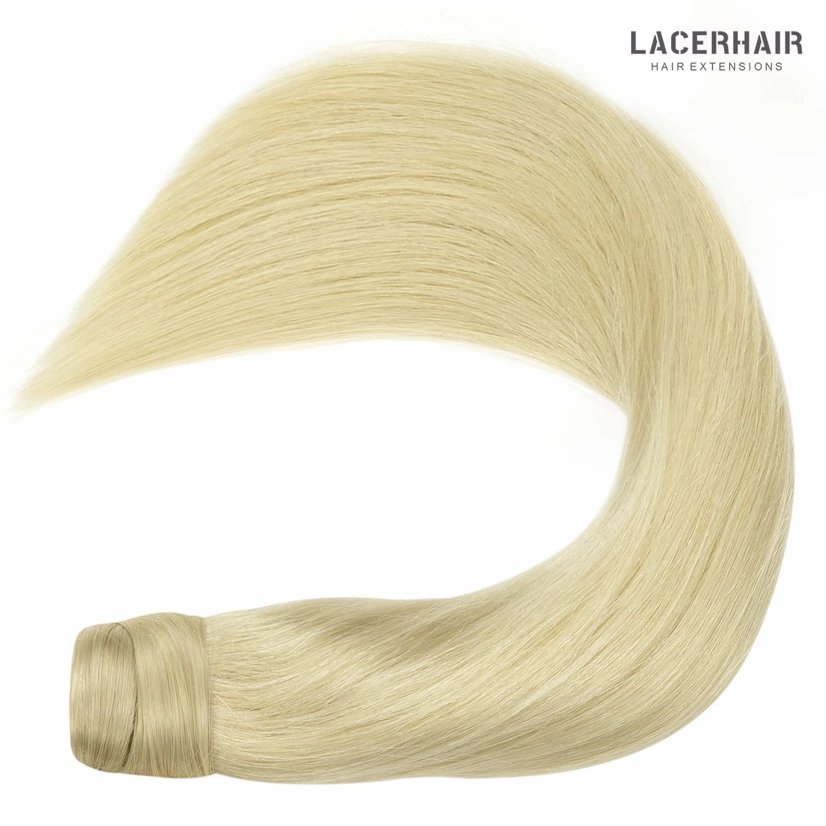 Lacer Human Hair Ponytail Platinum Blonde Color Hair Piece SIlky Straight 80 Grams 16 Inch Wrap Around Ponytail Human Hair Extensions with Invisible Comb