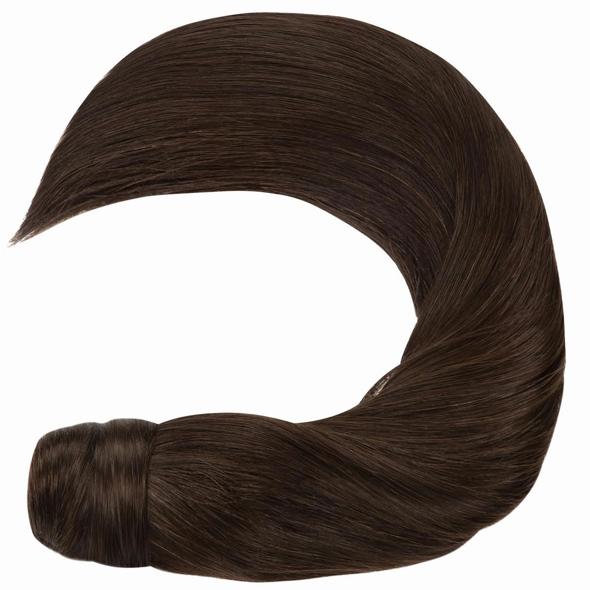 Lacer Warm Dark Brown Hair Extensions Ponytail Human Hair 18 Inch 80g Straight Wrap Around Ponytail Hair Piece Real Human Hair Extensions with Comb